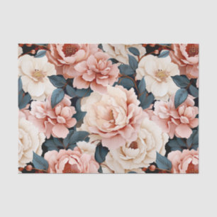 Pink Blue Elegant floral Pattern Blush Tissue Paper