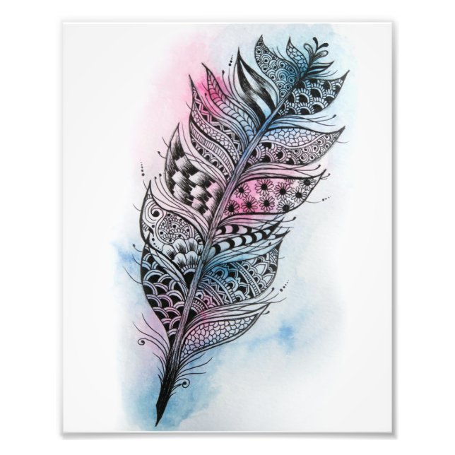 Pink & Blue Feather Print (8" x 10") (Front)