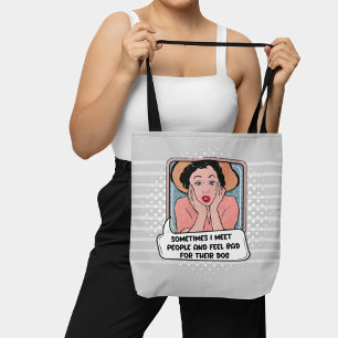 Pink Blue Feminist Retro Pop Art Funny Phrase Tote Bag