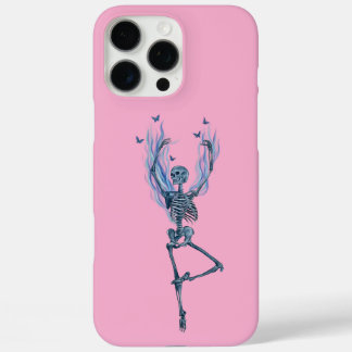 Pink Blue Flames Ballerina Dancing Skeleton Design iPhone 16 Pro Max Case