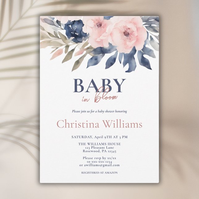 Pink Blue Floral Baby Shower Invitation (Creator Uploaded)