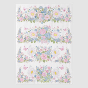 Pink & Blue Floral & Butterfly Decoupage Paper
