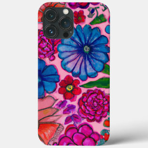 Pink & Blue Floral Design iPhone 13 Pro Max Case