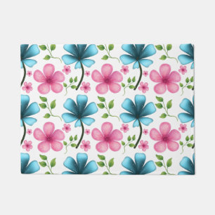 Pink & Blue Floral Seamless Pattern Doormat