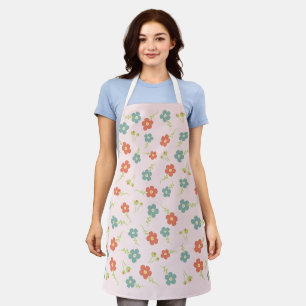 Pink & Blue Flower Apron – Fresh Floral Style