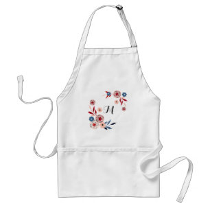 Pink, blue flowers, floral pattern, personalised, standard apron