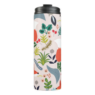 Pink, blue flowers: fox garden. thermal tumbler