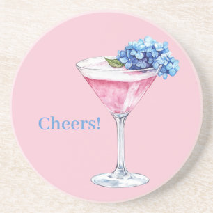 Pink Blue Flowers Woven Basket Coaster