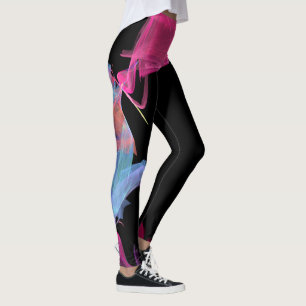 Pink Blue Fractal Abstraction Name Personalised Leggings