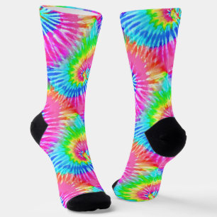 Pink & Blue Fun Retro Girly Tie Dye Spirals Socks