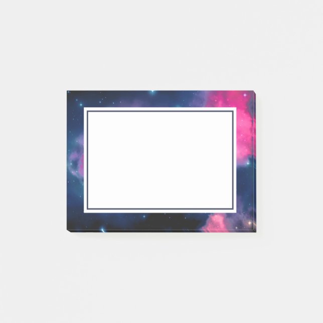Pink & Blue Galaxy Nebula & Stars Abstract Post-it Notes (Front)