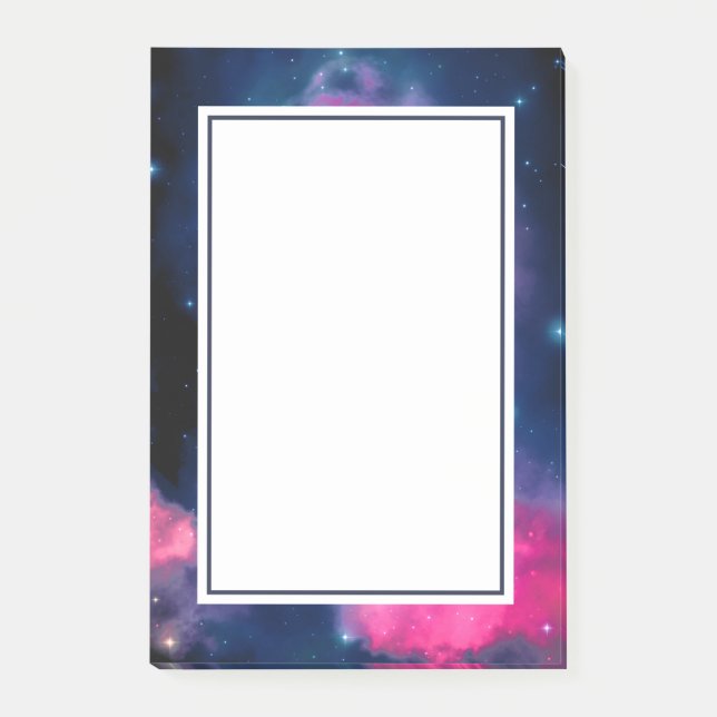 Pink & Blue Galaxy Nebula & Stars Abstract Post-it Notes (Front)