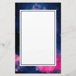Pink & Blue Galaxy Nebula & Stars Abstract Stationery