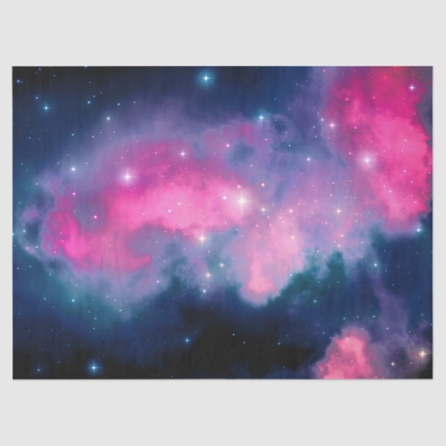 Pink & Blue Galaxy Nebula & Stars Abstract Tissue Paper (Front)