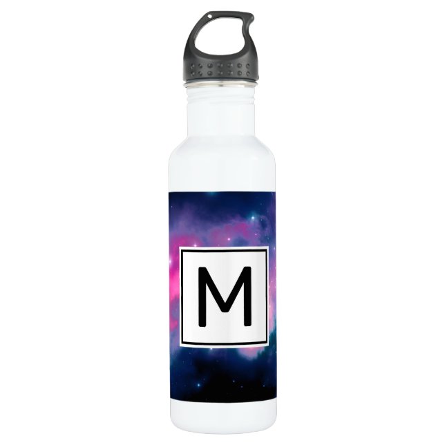 Pink & Blue Galaxy & Stars Abstract 710 Ml Water Bottle (Front)