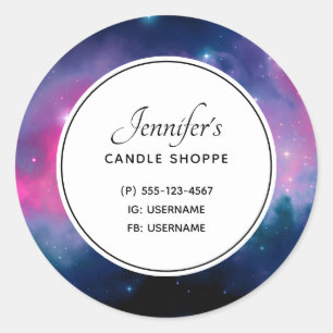 Pink & Blue Galaxy & Stars Abstract Business Classic Round Sticker