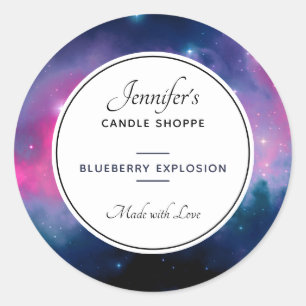 Pink & Blue Galaxy & Stars Abstract Candle Scent Classic Round Sticker