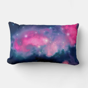 Pink & Blue Galaxy & Stars Abstract Lumbar Cushion