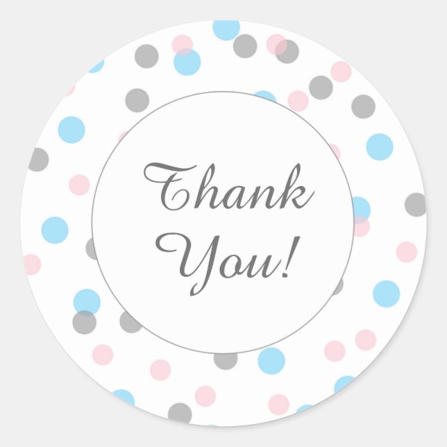 Pink blue gender reveal baby shower favour sticker (Front)