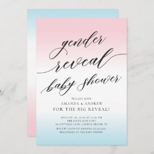 Pink & Blue Gender Reveal Baby Shower Invitation