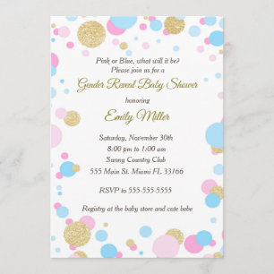 Pink Blue Gender Reveal Baby Shower Invitation