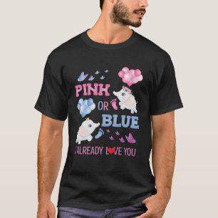 Pink Blue Gender Reveal Pregnancy Elephants Footpr T-Shirt