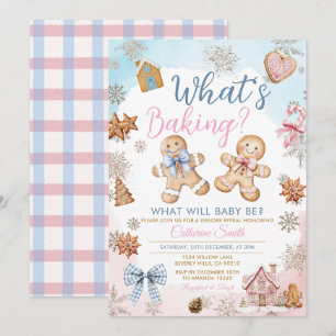 Pink Blue Gingerbread Gender Reveal Invitation
