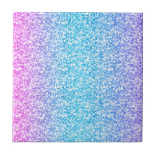 Pink & Blue Glitter And Sparkles Tile