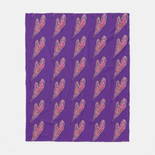 Pink Blue Glitter Hearts Art Fleece Throw Blanket
