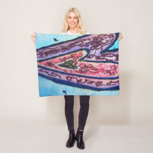 Pink Blue Glitter Hearts Art Fleece Throw Blanket