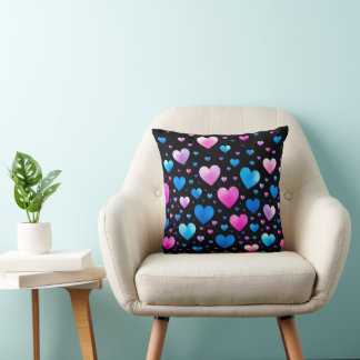 Pink & Blue Glowing Hearts Cushion
