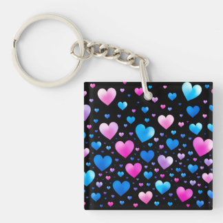 Pink & Blue Glowing Hearts  Key Ring
