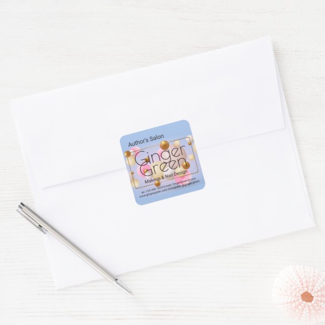 Pink Blue Gold Balloons  Square Sticker (Envelope)