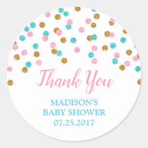 Pink Blue Gold Dots Baby Shower Favour Tags