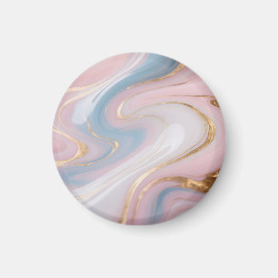 Pink Blue Gold Marble Swirl Abstract Magnet