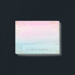 Pink Blue Gold Ombre Watercolor | Add Name Post-it Notes<br><div class="desc">Elegant post it note for the ladies. The background is a pink and blue watercolor ombre with gold glitters on the edges. Your name can be added at the bottom. Great for both personal use or professional.</div>