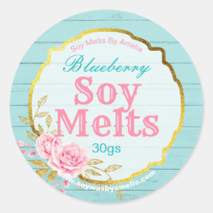 Pink Blue Gold Shabby Chic Soy Wax Melt Labels