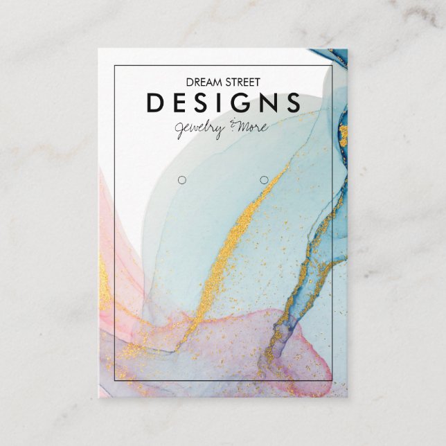 Pink Blue Gold Trendy Earring Display Card (Front)