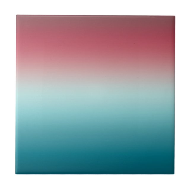 Pink & Blue Gradient Dusty Rose Aqua & Teal Ombre Ceramic Tile (Front)