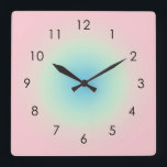 Pink Blue Gradient Ombre Pastel Aesthetic Aura Square Wall Clock<br><div class="desc">Beautiful digital watercolor pink blue gradient ombre design. Gradient summer gifts.</div>