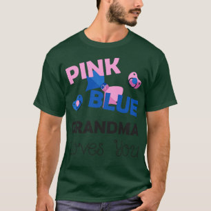 Pink Blue Grandma Loves You Baby Shower Gift T-Shirt