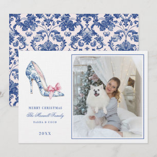 Pink & Blue Grandmillennial High Heel Christmas Invitation