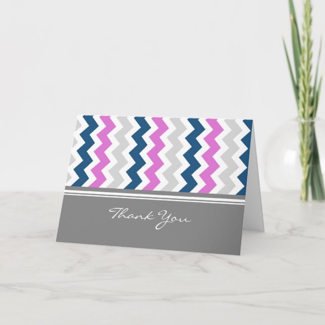 Pink Blue Gray Baby Shower Hostess Thank You (Front)