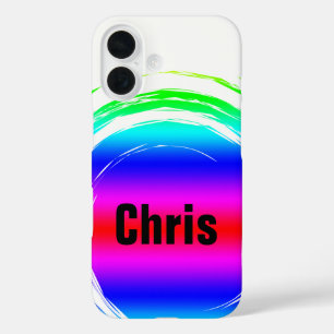 Pink Blue Green Circle Name Template iPhone 16 Case
