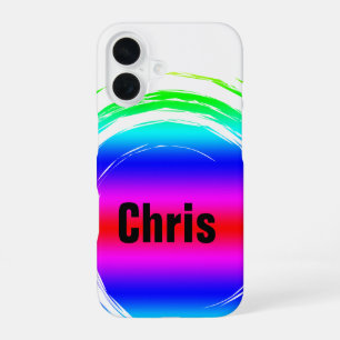 Pink Blue Green Circle Name Template iPhone 16 Case