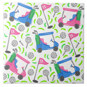 Pink Blue Green Golf Ceramic Tile