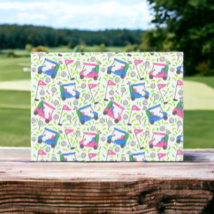 Pink Blue Green Golf Preppy  Card