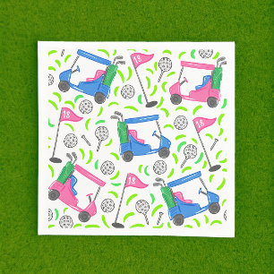 Pink Blue Green Golf Preppy Napkin