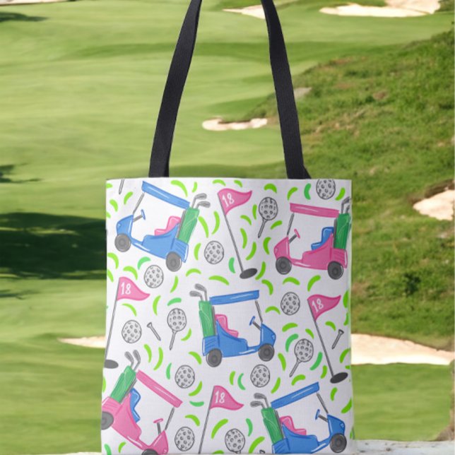 Pink Blue Green Golf Preppy Tote Bag (Creator Uploaded)