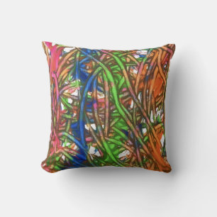 Pink, Blue, Green, Orange, Marble Artwork Cushion